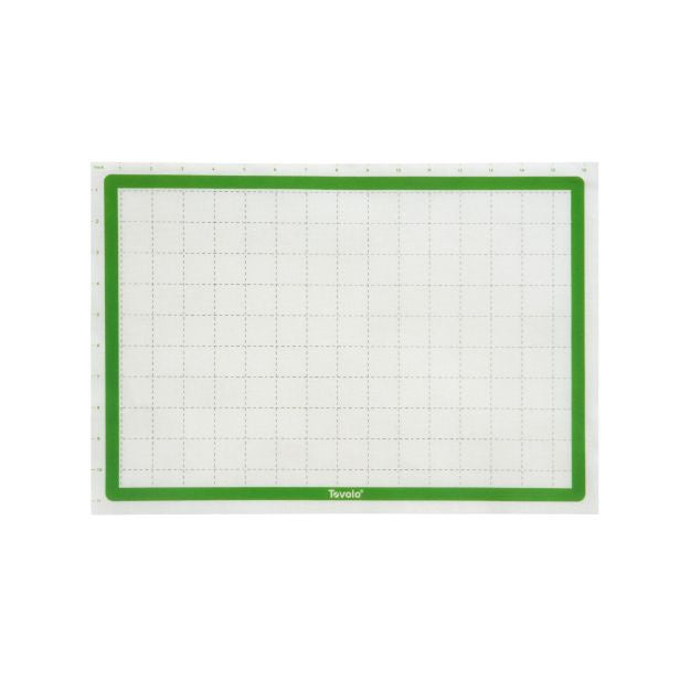 Tovolo TrueBake silicone baking mat, half sheet, with a green grid border