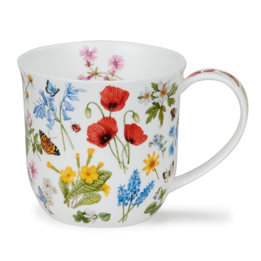 Dunoon Cumbrae mug with a wild poppy and wildflower design