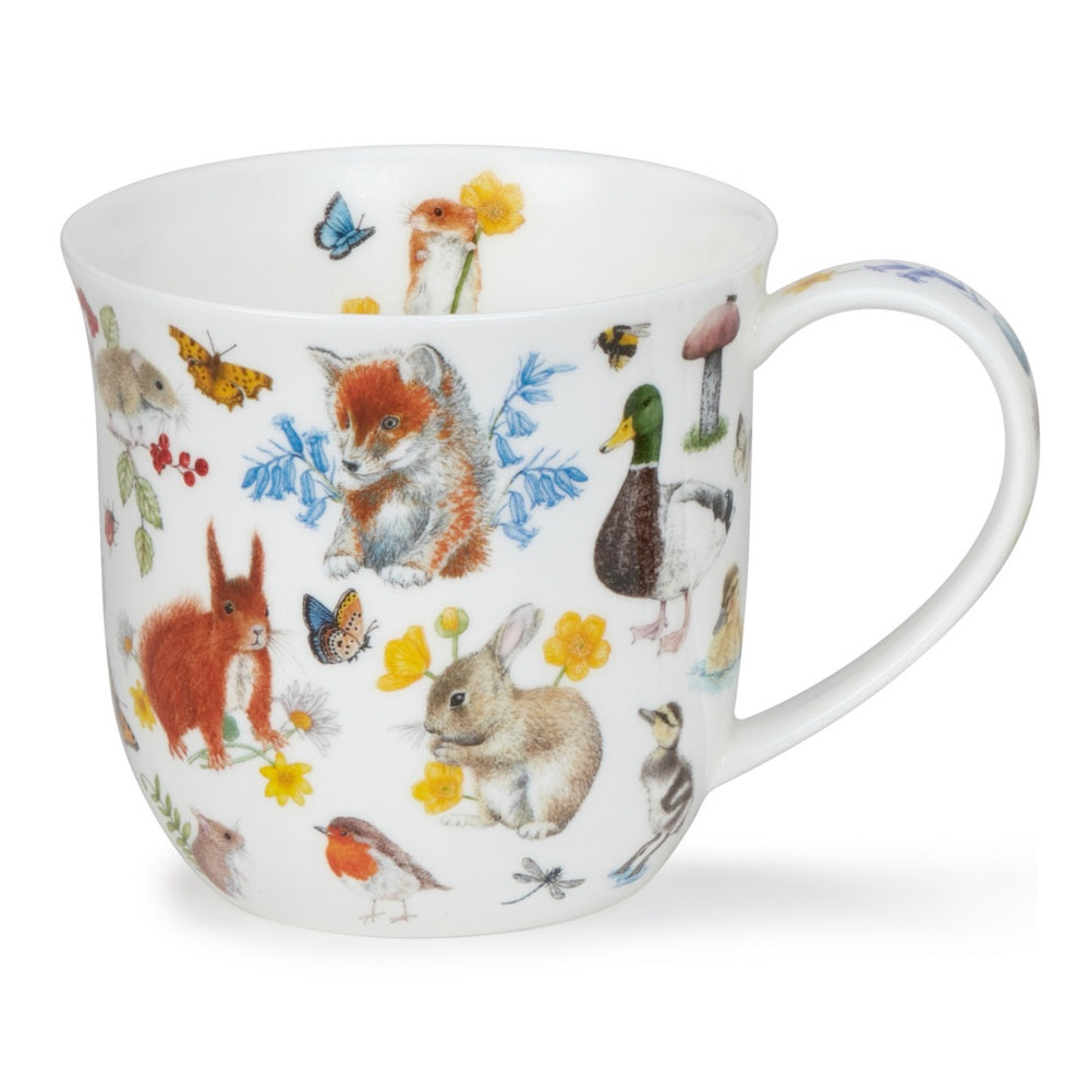 Dunoon Cumbrae WildWood mug with a fox, rabbit, squirrel, duck, robin and butterflies
