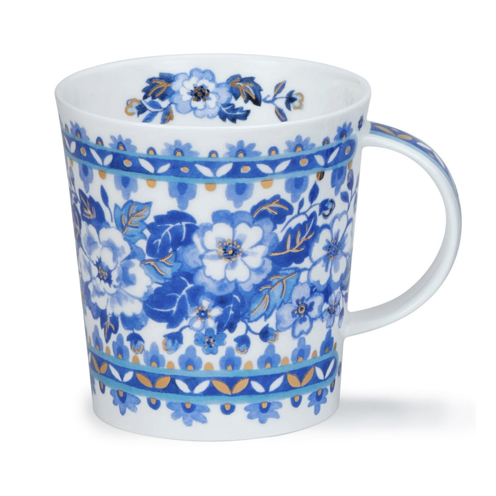 Dunoon Lomond Delft Blue Rose mug with a blue floral pattern