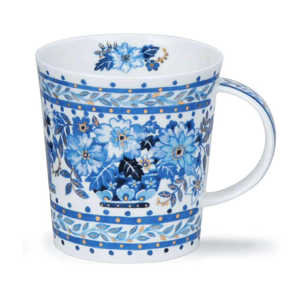 Dunoon Lomond mug with a Delft Blue floral pattern