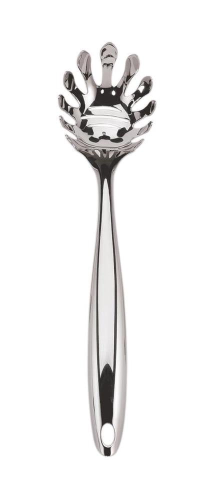 Cuisipro stainless steel pasta server with a spiked head and a slim handle