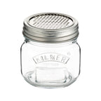 Kilner 250ml storage jar in clear glass with a stainless steel fine grater lid
