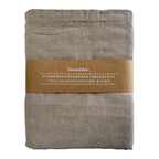 Linens & More stonewash European tablecloth in natural linen, shown folded with its band