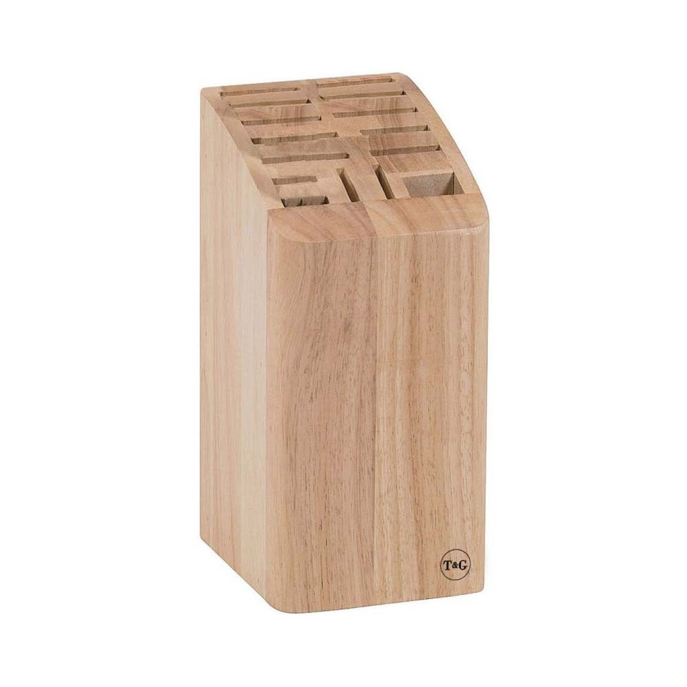 T & G Knife Block -  Heavea Wood