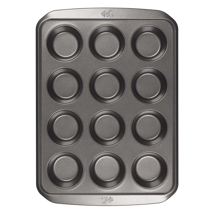 Tala 12 cup muffin pan in dark non-stick steel