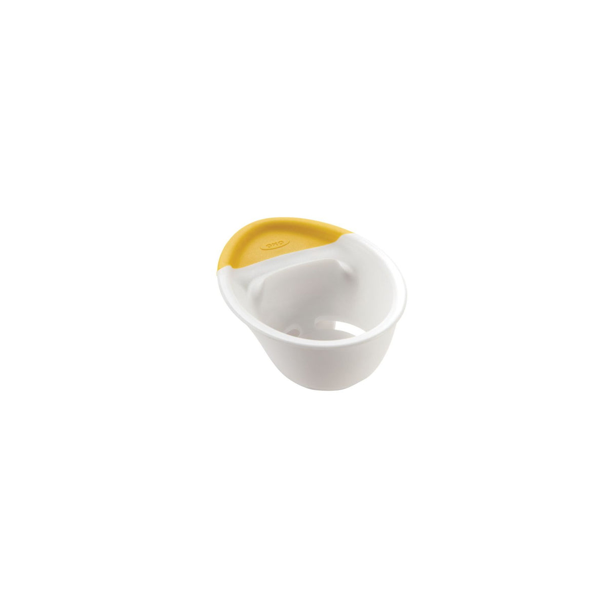 OXO Good Grips 3-in-1 egg separator, a small white bowl with a yellow tab