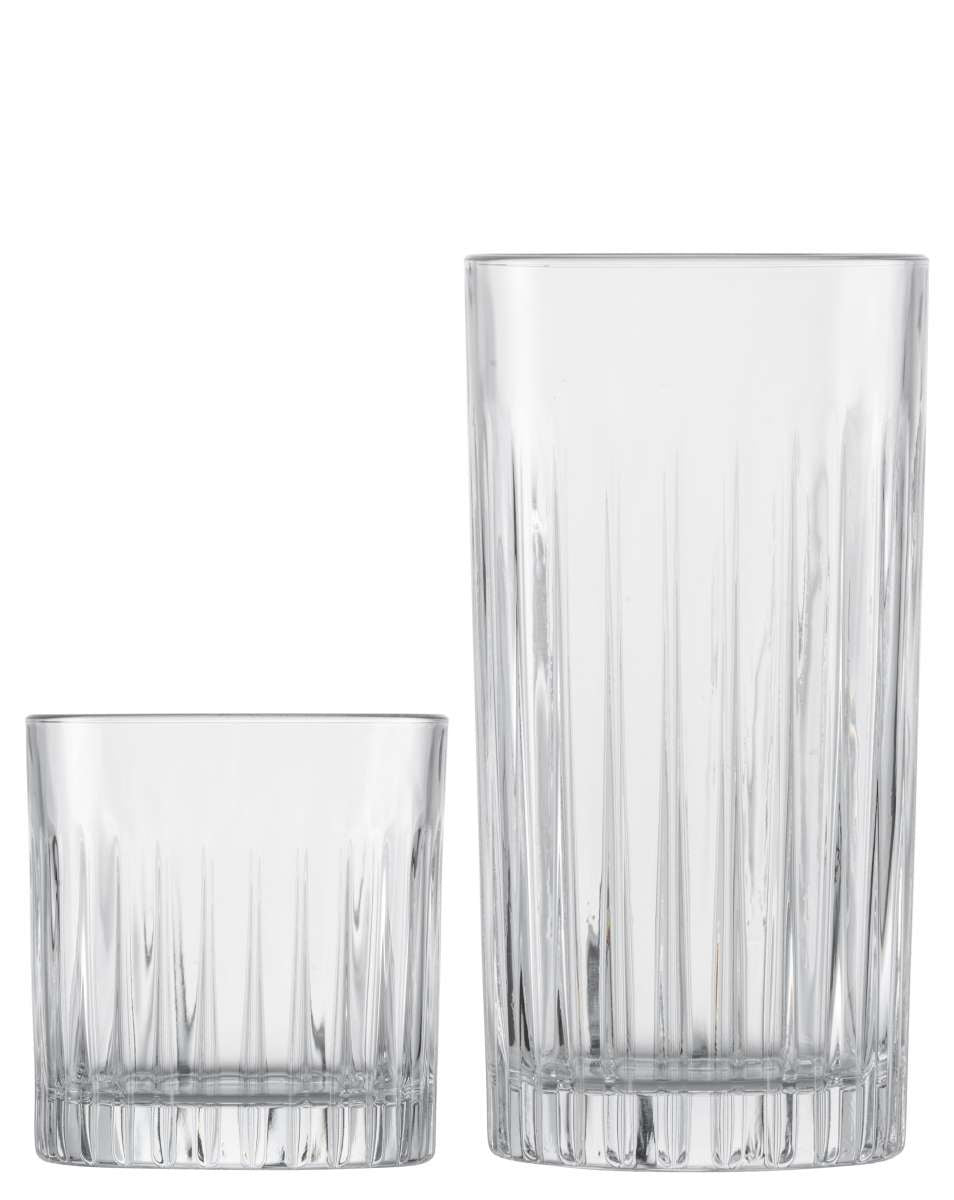 Schott Zwiesel Stage set of a tall and a short tumbler with vertical fluted sides