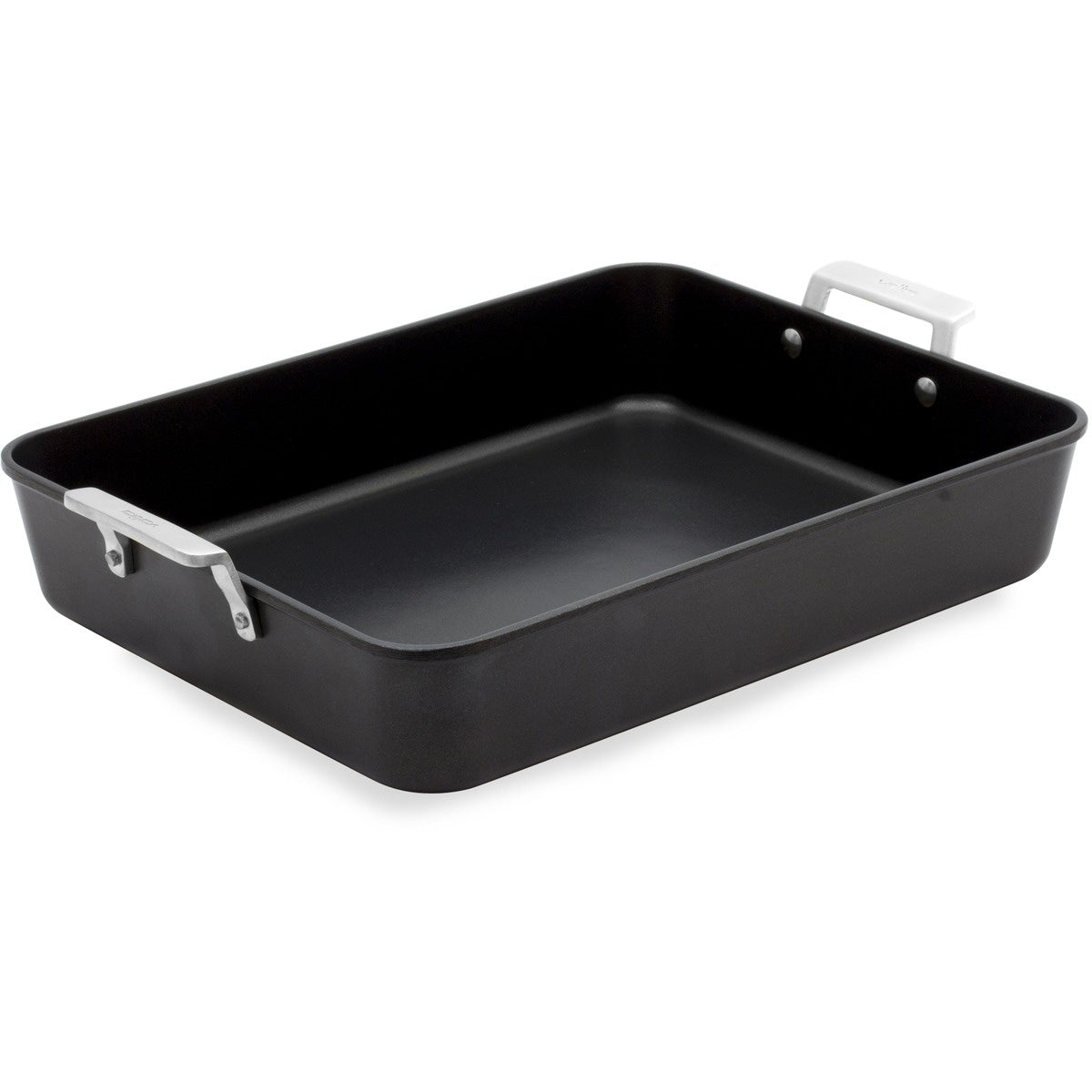 Valira Aire roasting pan in black non-stick with steel side handles