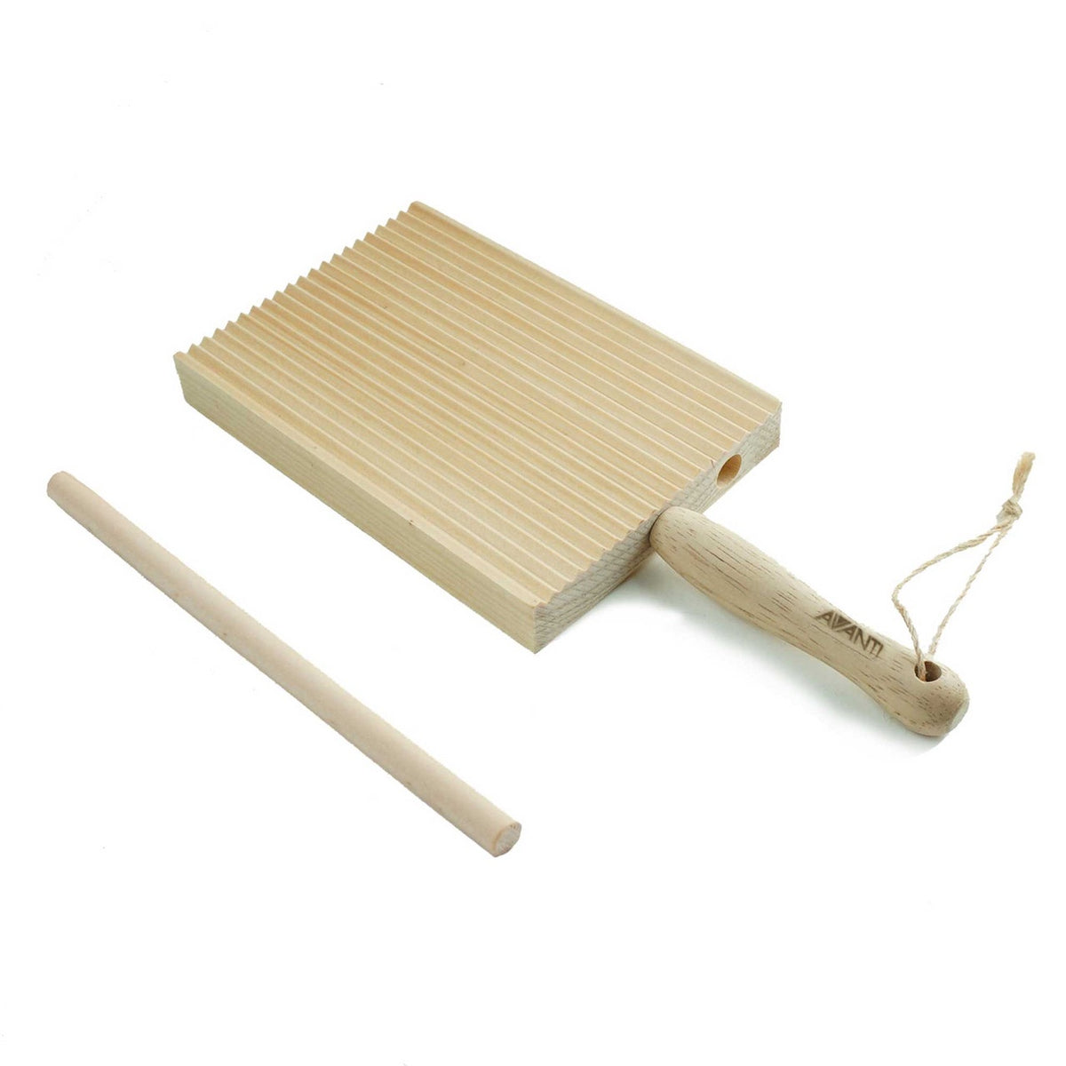 Avanti garganelli and gnocchi board set, a ridged wooden board with a dowel