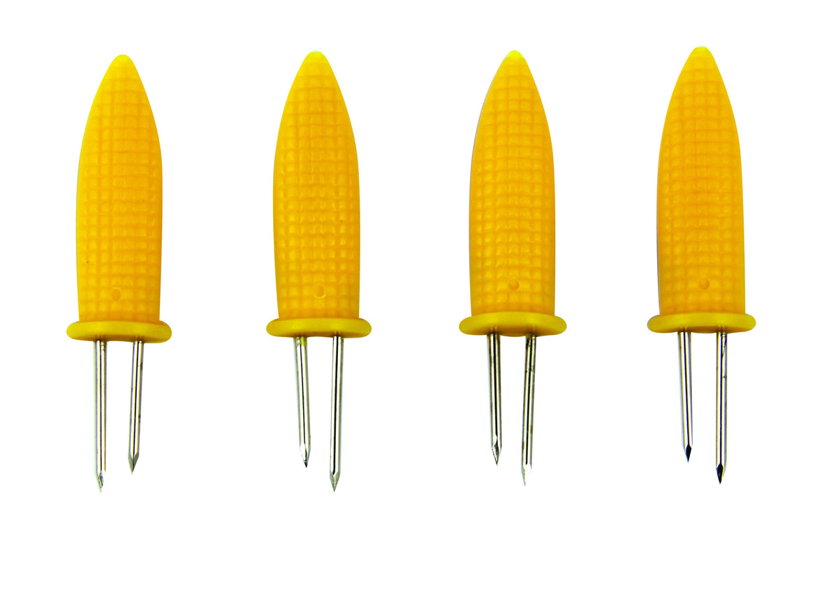 Avanti corn holders, a set of eight in yellow corn-shaped plastic