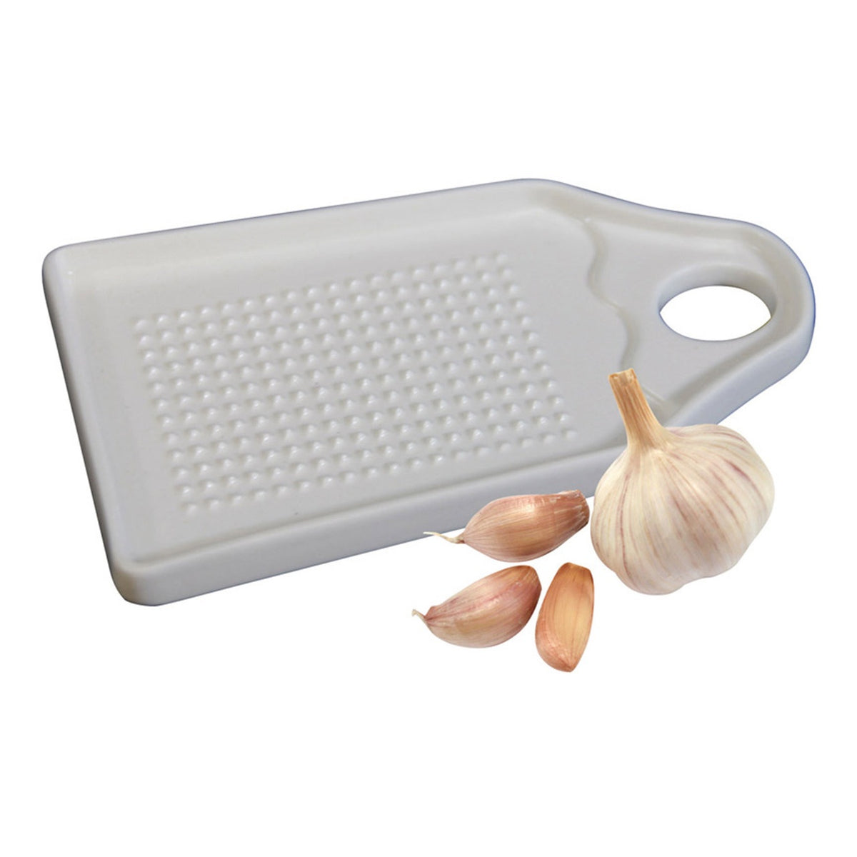 Avanti porcelain ginger grater in white with a textured grating surface