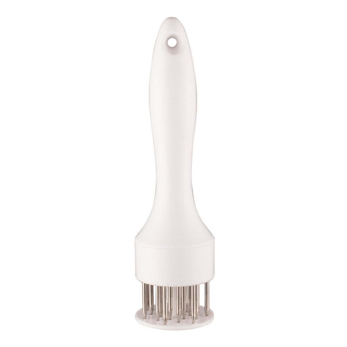 Avanti pork belly crisping tool and meat tenderiser in white with fine steel pins