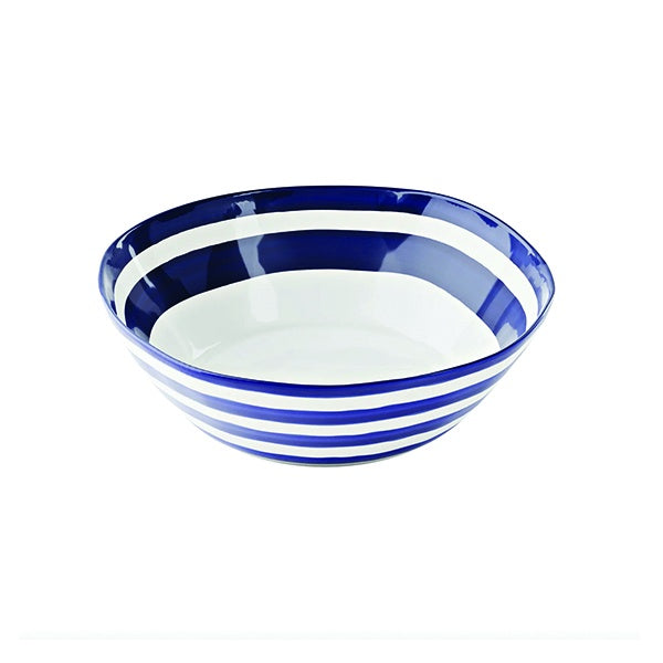 Guzzini Riviera bowl, 30cm, in medium blue with white stripes