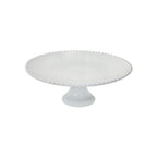 Costa Nova Pearl cake stand, 34cm, in white with a beaded edge and a pedestal base