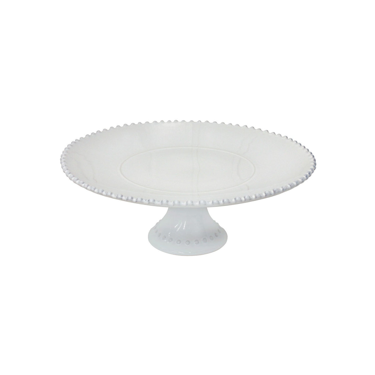 Costa Nova Pearl cake stand, 34cm, in white with a beaded edge and a pedestal base