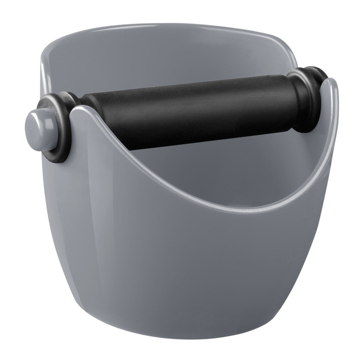 Avanti knock box in grey with a black bar, for coffee grounds