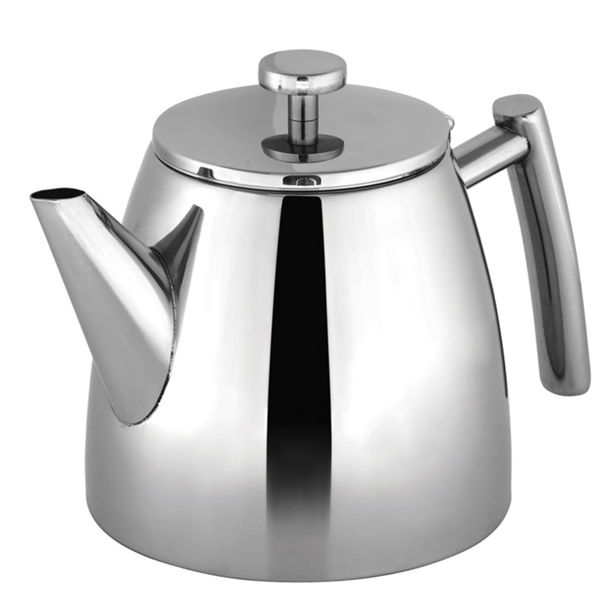 Avanti Modena double wall teapot in polished stainless steel with a lid and a handle
