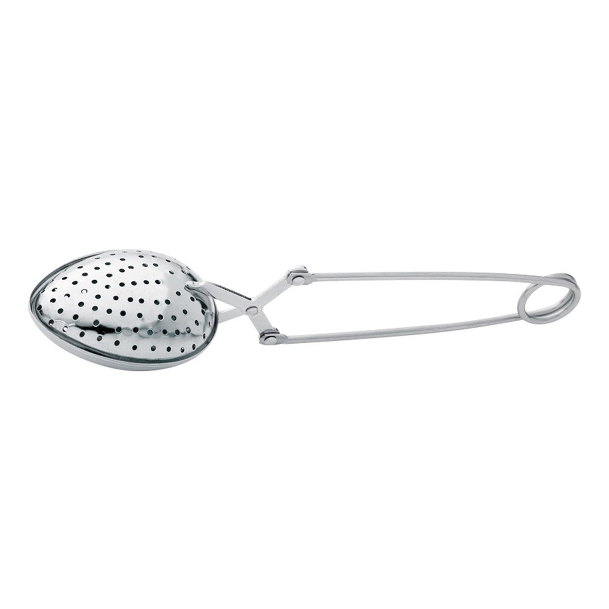 Teaology oval spring tea infuser in stainless steel with a hinged handle