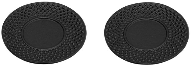 Teaology Hobnail Black cast iron coaster set, two round textured coasters