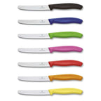 Victorinox Swiss Classic steak and tomato knives in seven colours with serrated blades