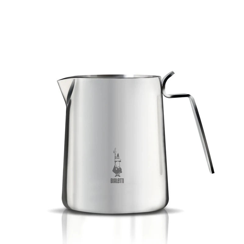 Bialetti 500ml stainless steel milk pitcher with a pouring spout and handle