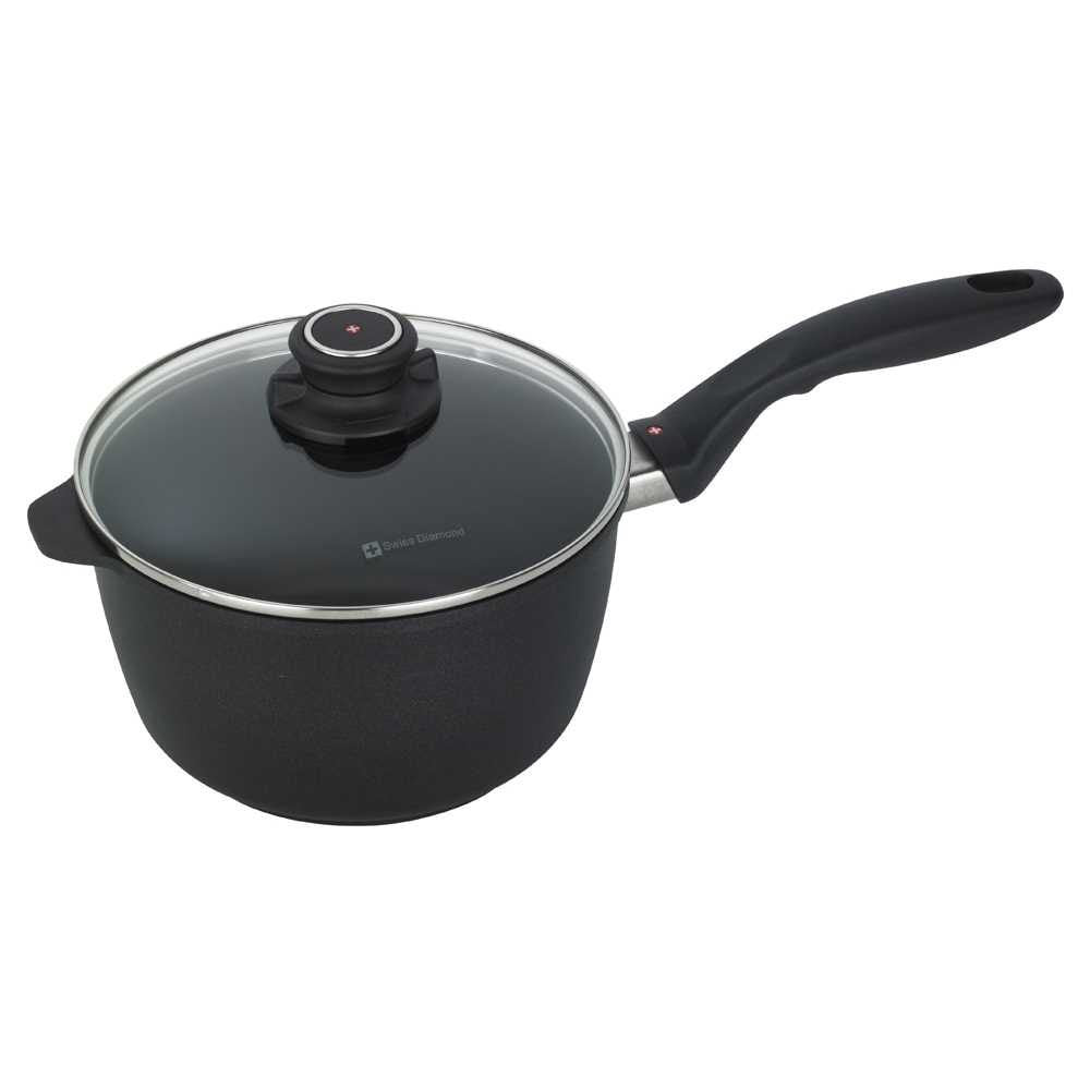 Swiss Diamond XD Classic saucepan with a glass lid, 20cm/3L, in black non-stick