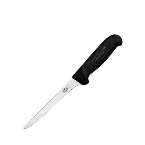 Victorinox 15cm boning knife with a narrow flexible blade and a black handle