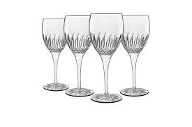Luigi Bormioli Diamante Riesling glasses, a set of four crystal glasses with a cut diamond pattern