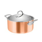 Chasseur Escoffier induction casserole in copper and stainless steel with a steel lid and two side handles