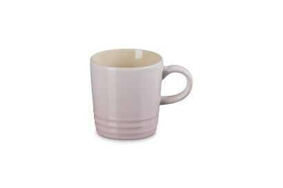 Le Creuset stoneware espresso mug, 100ml, in a soft grey-mauve with a ridged base
