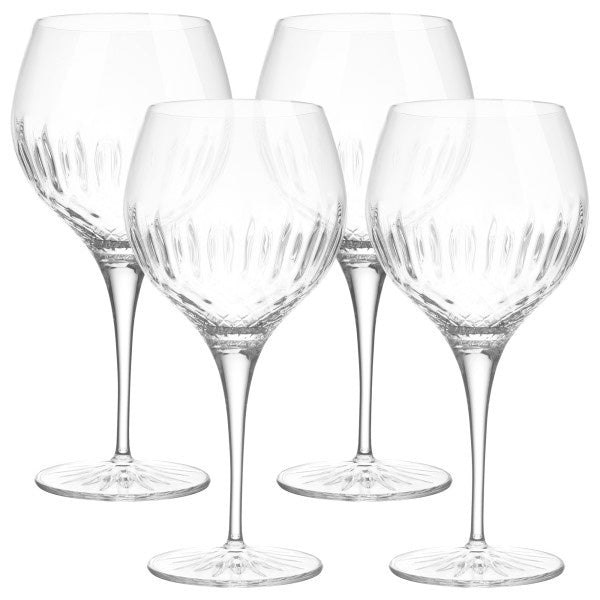 Luigi Bormioli Diamante gin glasses set of four crystal balloon glasses with a cut pattern