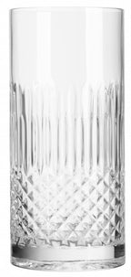 Luigi Bormioli Diamante tall beverage glass with a cut crystal pattern