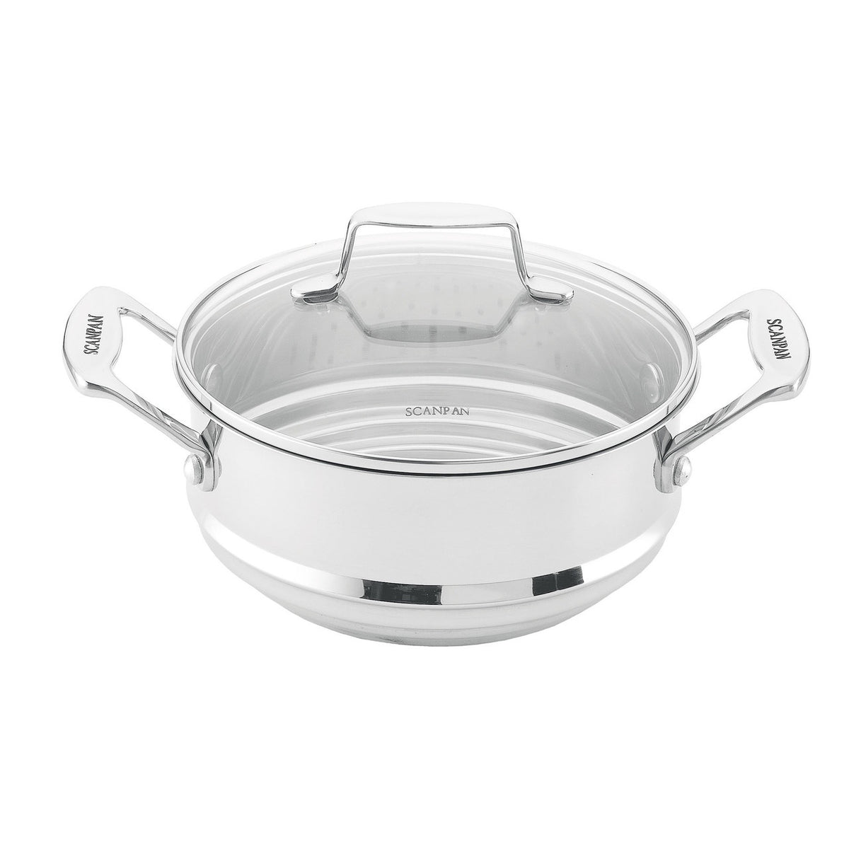Scanpan multi steamer and lid to fit 16, 18 and 20cm saucepans, in white with two handles