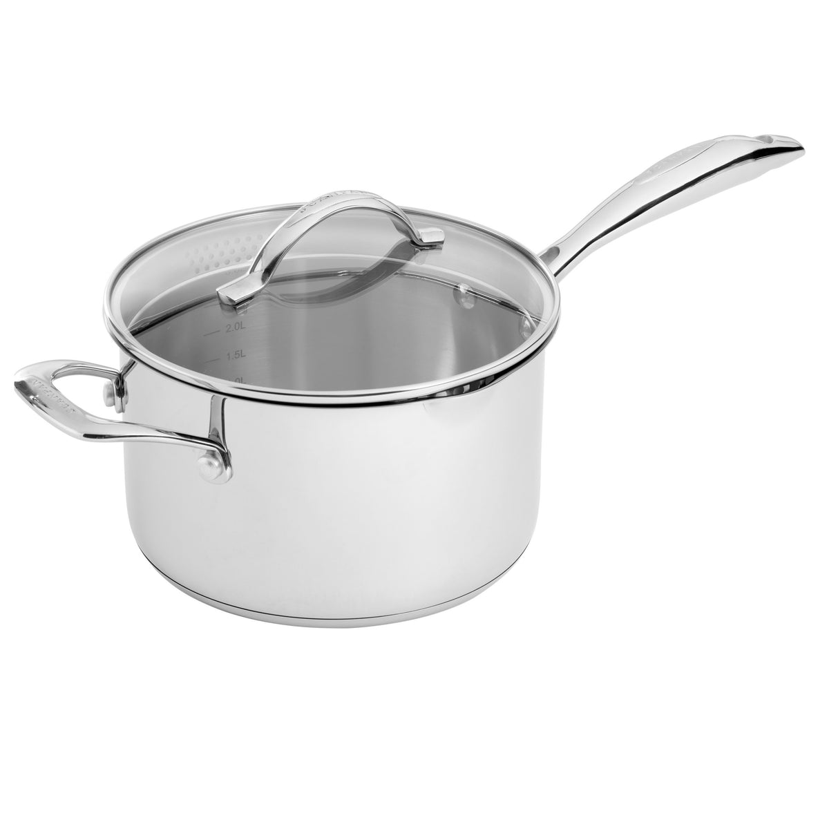 Scanpan STS 3.5 litre saucepan, 20cm, with a draining glass lid and a long steel handle