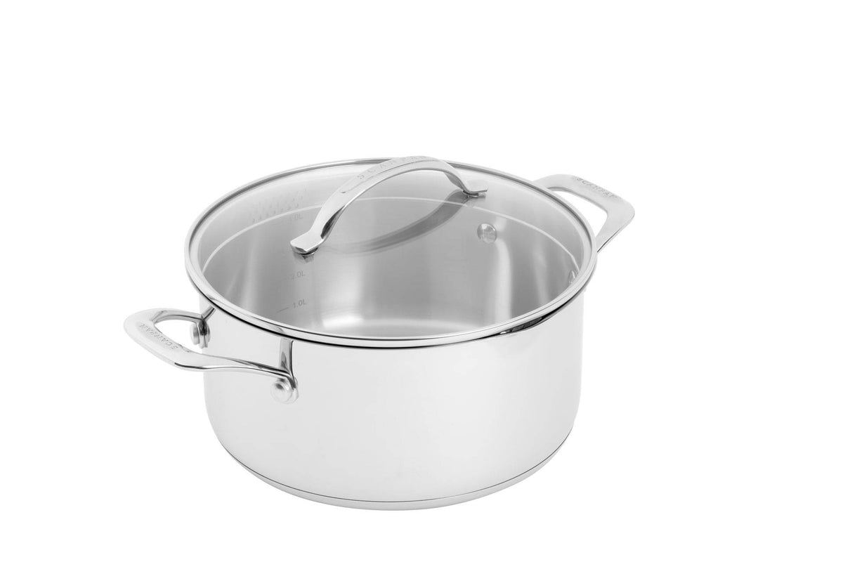 Scanpan STS Dutch oven, 24cm x 12cm/4.8 litre, in stainless steel with a glass lid