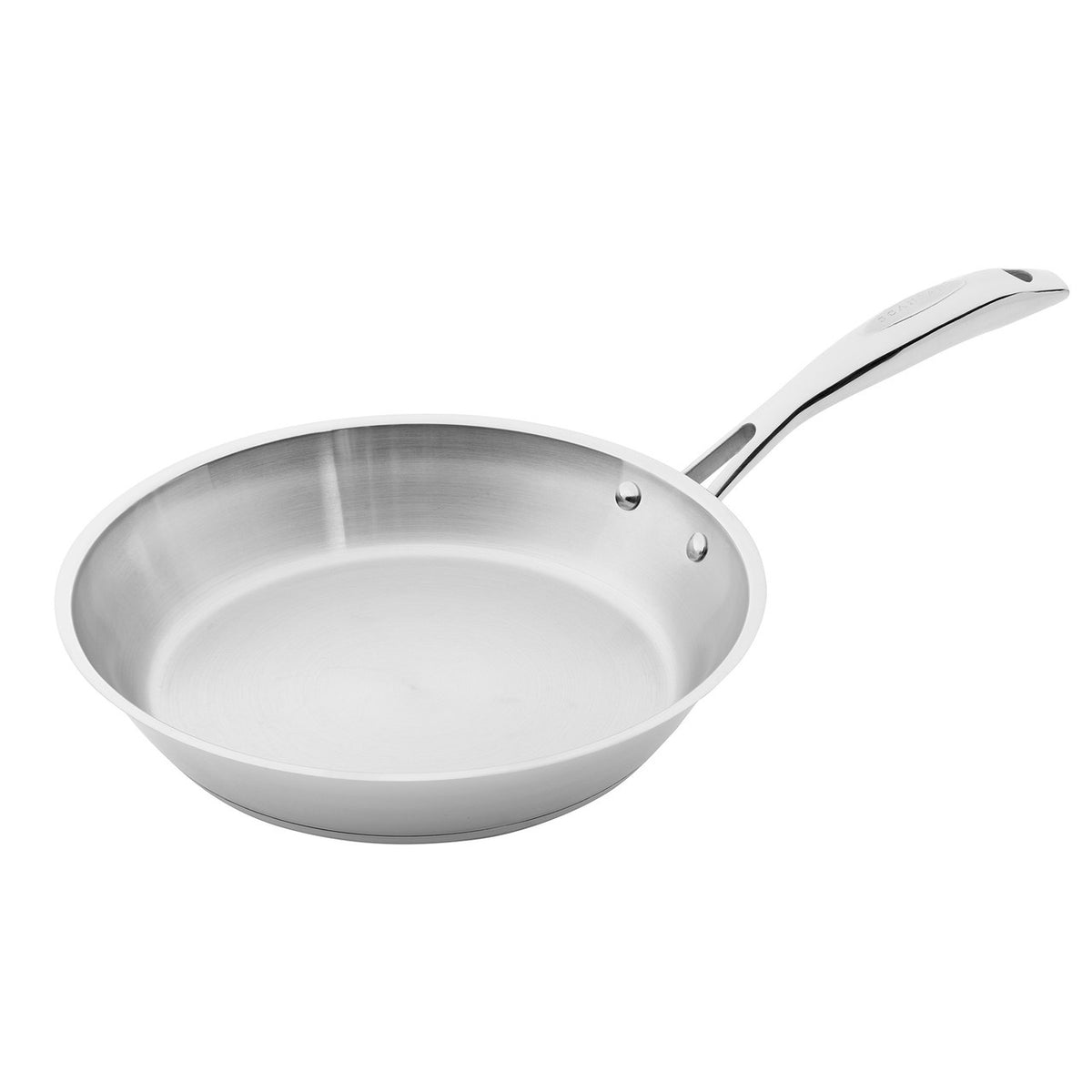 Scanpan STS fry pan in stainless steel with a long handle