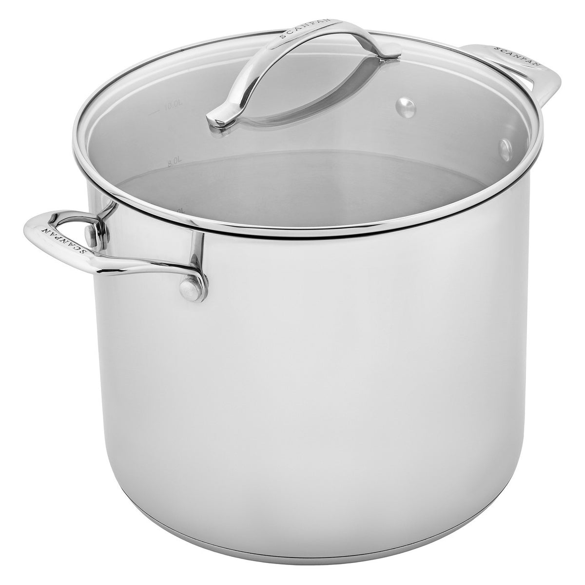 Scanpan STS stockpot, 24cm and 7.2 litre, in stainless steel with a glass lid and two handles