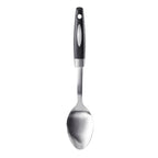 Scanpan 32cm serving spoon in stainless steel with a black handle