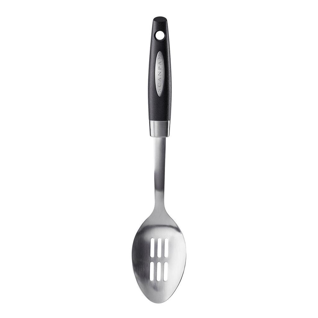 Scanpan Classic slotted spoon, 32cm, in stainless steel with a black handle
