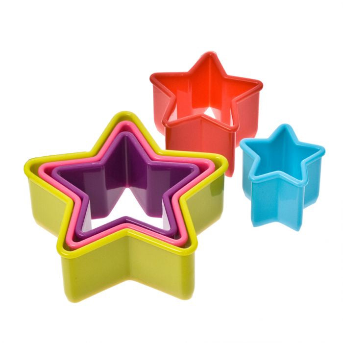 Appetito star cookie cutters, a nested set of five in rainbow colours