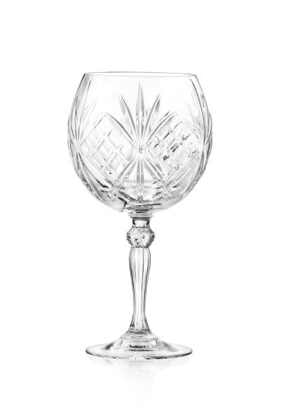 RCR Melodia gin glass with a cut crystal pattern