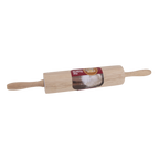 Daily Bake rubberwood rolling pin, 45cm, with two handles and a paper label