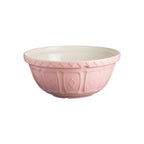 Mason Cash mixing bowl in pink, 24cm, with an embossed diamond pattern and a cream interior