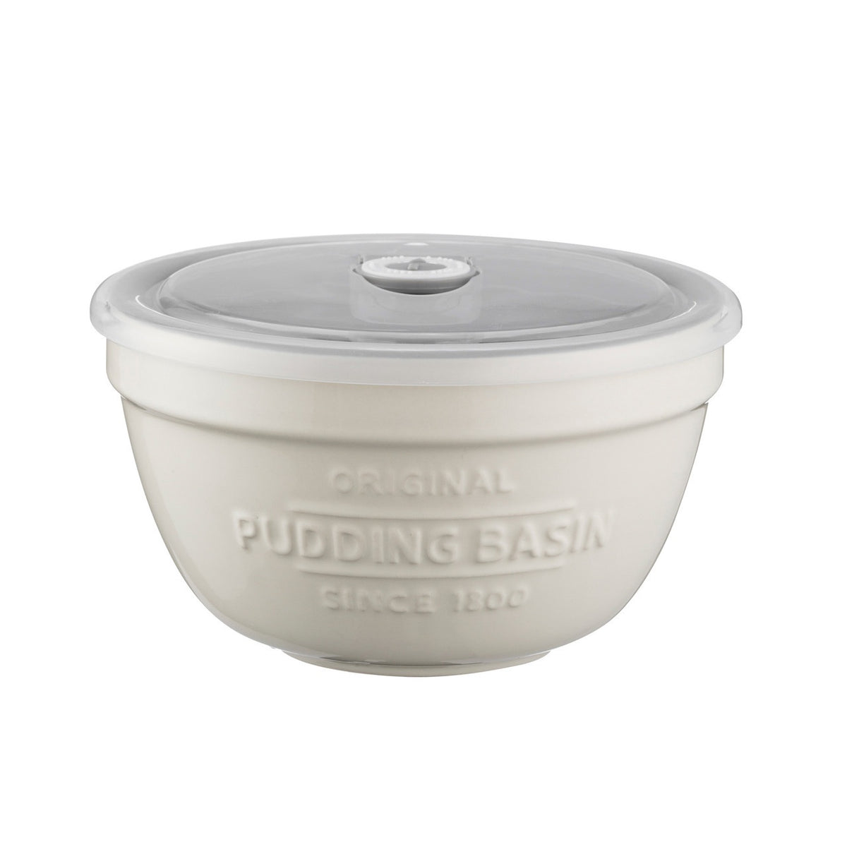 Mason Cash Innovative Kitchen pudding basin with a lid in cream stoneware