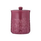 Mason Cash In The Meadow storage jar in purple with an embossed floral lid