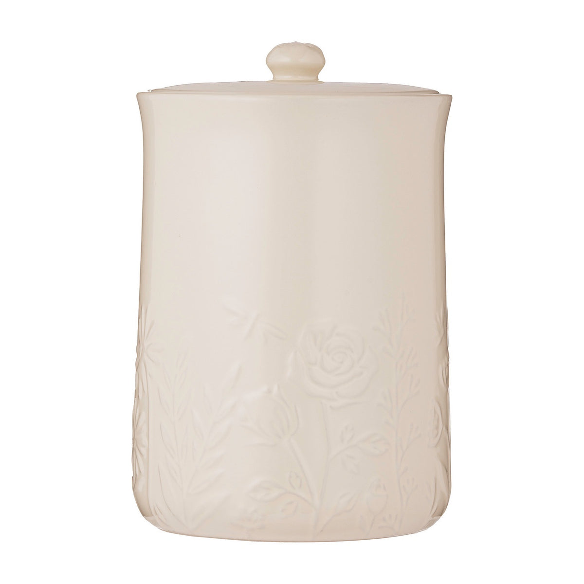 Mason Cash In The Meadow storage jar in cream with an embossed floral lid
