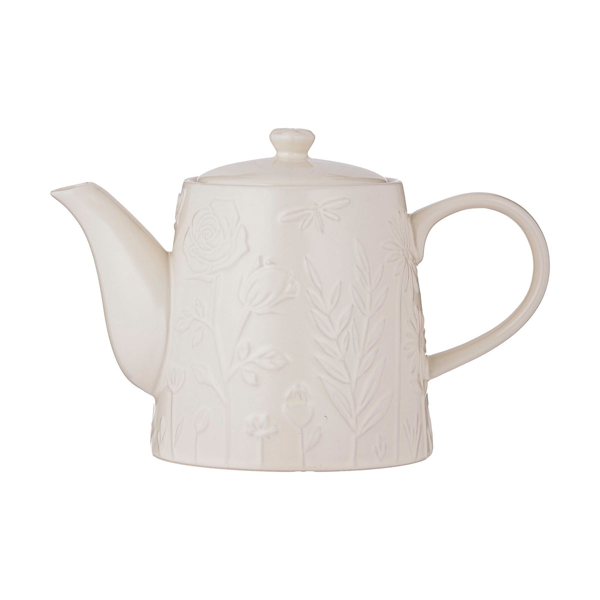 Mason Cash In The Meadow teapot, 800ml, in cream with an embossed floral pattern