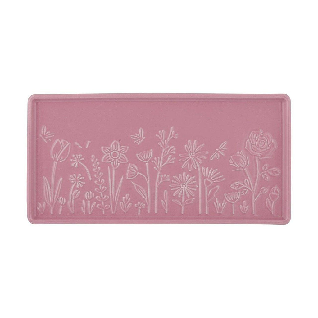 Mason Cash In The Meadow rectangle platter in pink with embossed wildflowers