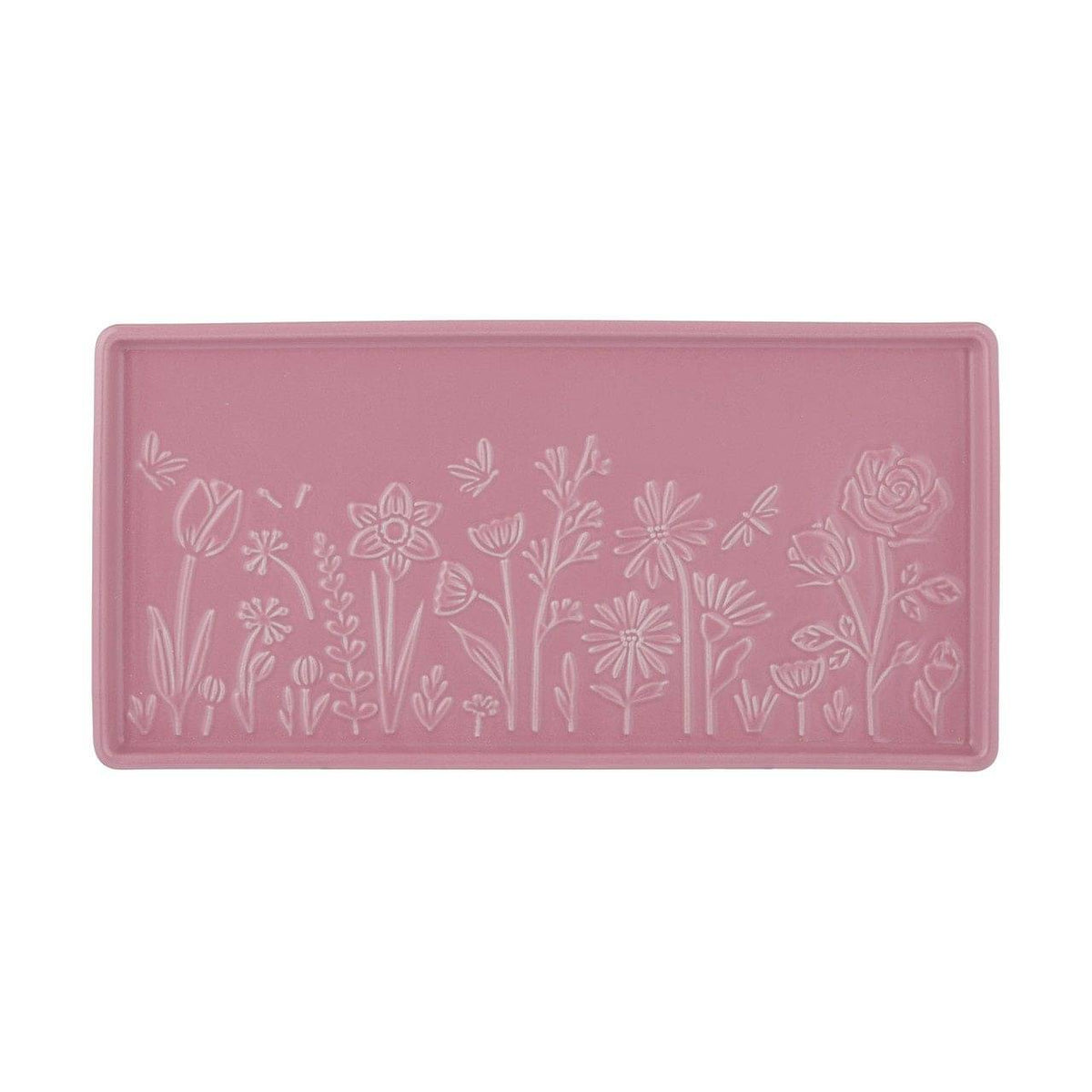 Mason Cash In The Meadow rectangle platter in pink with embossed wildflowers